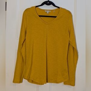 Toad & Company Mustard Yellow Long Sleeve V-neck Ultra-soft Top. Size Large.